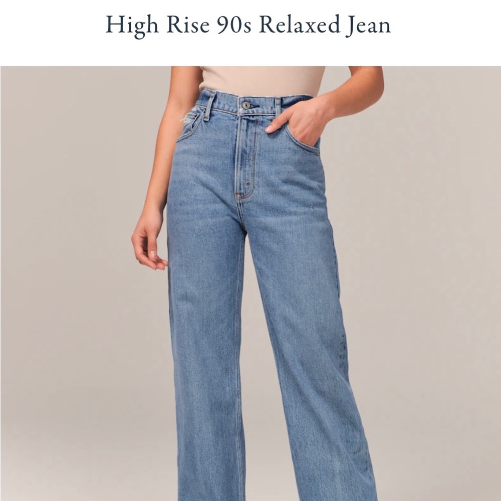 Abercrombie and Fitch High Rise 90s relaxed jean, medium wash. Never worn